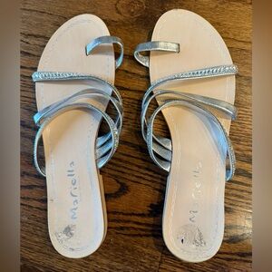 WOMENS MARIELLA SANDALS‎ MADE IN ITALY SILVER W/ RHINESTONES SIZE 8.5